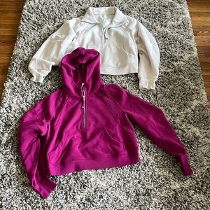 2 Lululemon Oversized Scubas (1 1/2 zip hoodie and 1 1/4 funnel neck zip)